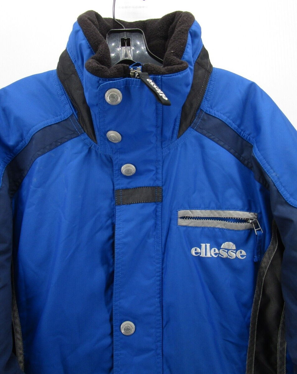 VINTAEGE Ellesse Jacket Men 52 Blue Ski Coat Stowaway Hood VINTAEGE Ellesse Jacket Men 52 Blue Ski Coat Stowaway Hood