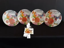 Notions Bouquet DeFleur Set Of 4 Glass Canape Plates