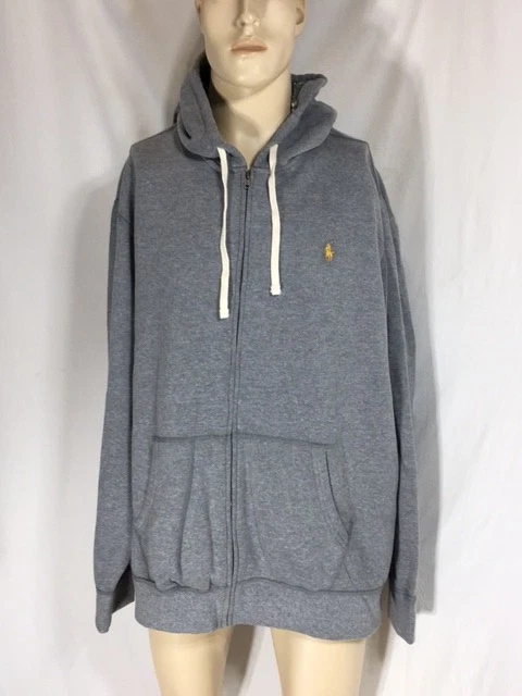 Men's NWT Polo Ralph Lauren Full-Zip Hoddie Grey Cotton Fleece