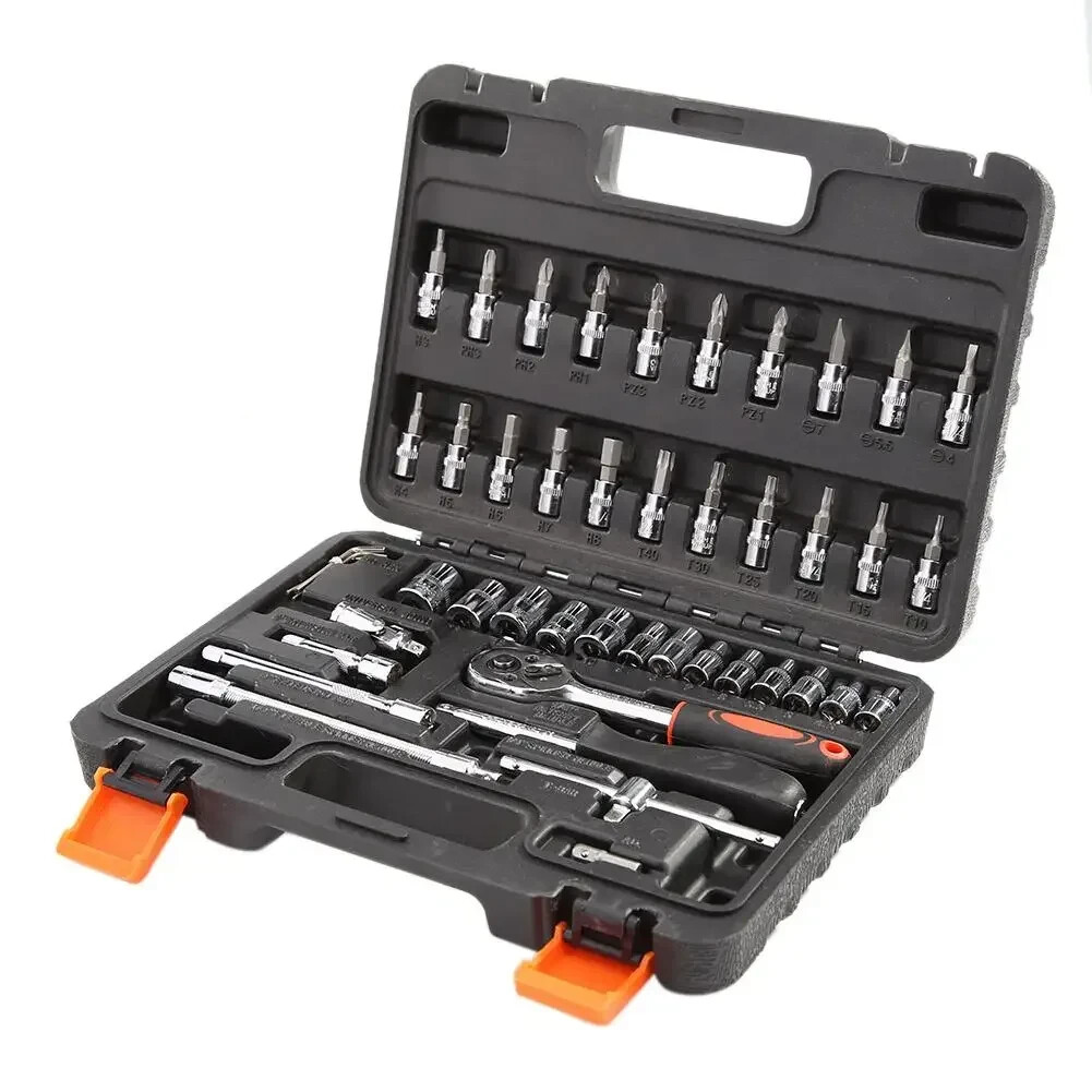 Set 46pcs Chiavi a Cricchetto e Manicotto per Auto Moto Bici - Kit Riparazione