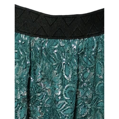 Maxi Falda LuLaRoe Lucy Mujer Talla S Pequeña Verde Plateado Encaje Floral Nueva con Etiquetas - Imagen 3 de 9
