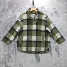 Madewell Jacket Women's Small Green Plaid (Re)sourced Sherpa Popover Tunic