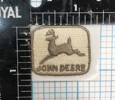 VINTAGE JOHN DEERE 1.25" IRON ON PATCH W/ STICKER BACK - CREAM WITH KHAKI STITCH