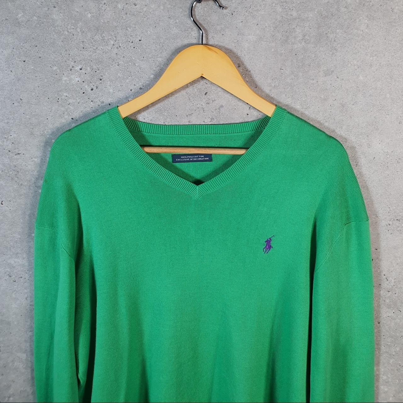 Vintage Ralph Lauren Polo Pima Cotone Felpa Uomo Grande Verde Pullover Pony