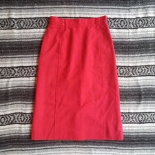 Vtg The Villager Sz XS Below Knee Midi Lined A-Line Skirt Red Button Detail