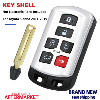 Key Fob Shell Case – Fits 2011-2020 Toyota Sienna – HYQ14ADR – 6 Buttons – Includes Key Blade