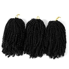 3 Pack 8 Inch Spring Twist hair Ombre Colors Synthethic Braiding Hair Extensions