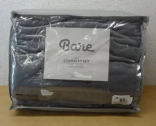 Bare Home Coverlet Set - Diamond Stitched Bedspread - 3 Piece - King, Gray