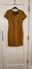 Ann Taylor Dark Mustard Yellow Short Sleeve Sheath Dress Lined Size 2 NWT