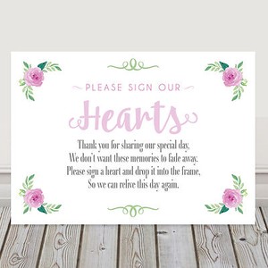 pink sign our hearts wedding drop top guest book poem sign buy 2 get