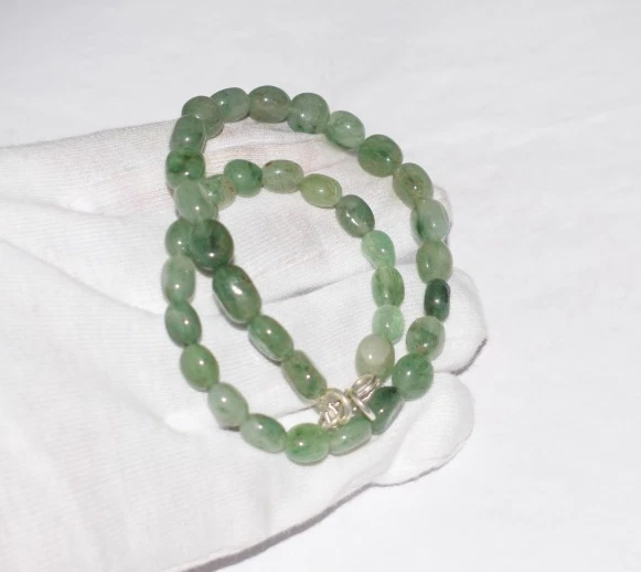 Naturale Avventurina Gemma Argento Sterling Collana 30 " Stringa Liscio Perline - Immagine 2 di 4