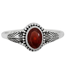 Hessonite Garnet - Madagascar 925 Sterling Silver Ring s.6 Jewelry R-1403