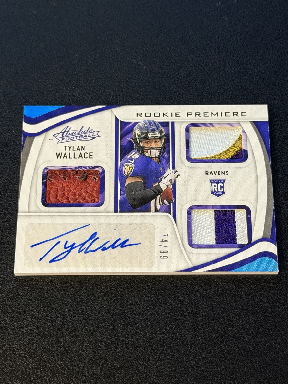 Panini 2021 Absolute Tylan Wallace Rookie Premiere Auto Patch Spectrum /99