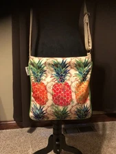 Paul Brent Sun ‘n Sand Canvas Crossbody Tropical Pineapple Coastal Life Handbag