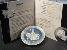 2012 £5 Proof Tristan da Cunha Una and the Lion Silver Coin