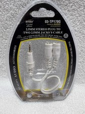 4" 2.5mm Stereo Male Plug to two 2.5mm mini Jack Audio Y-Cable Adapter splitter