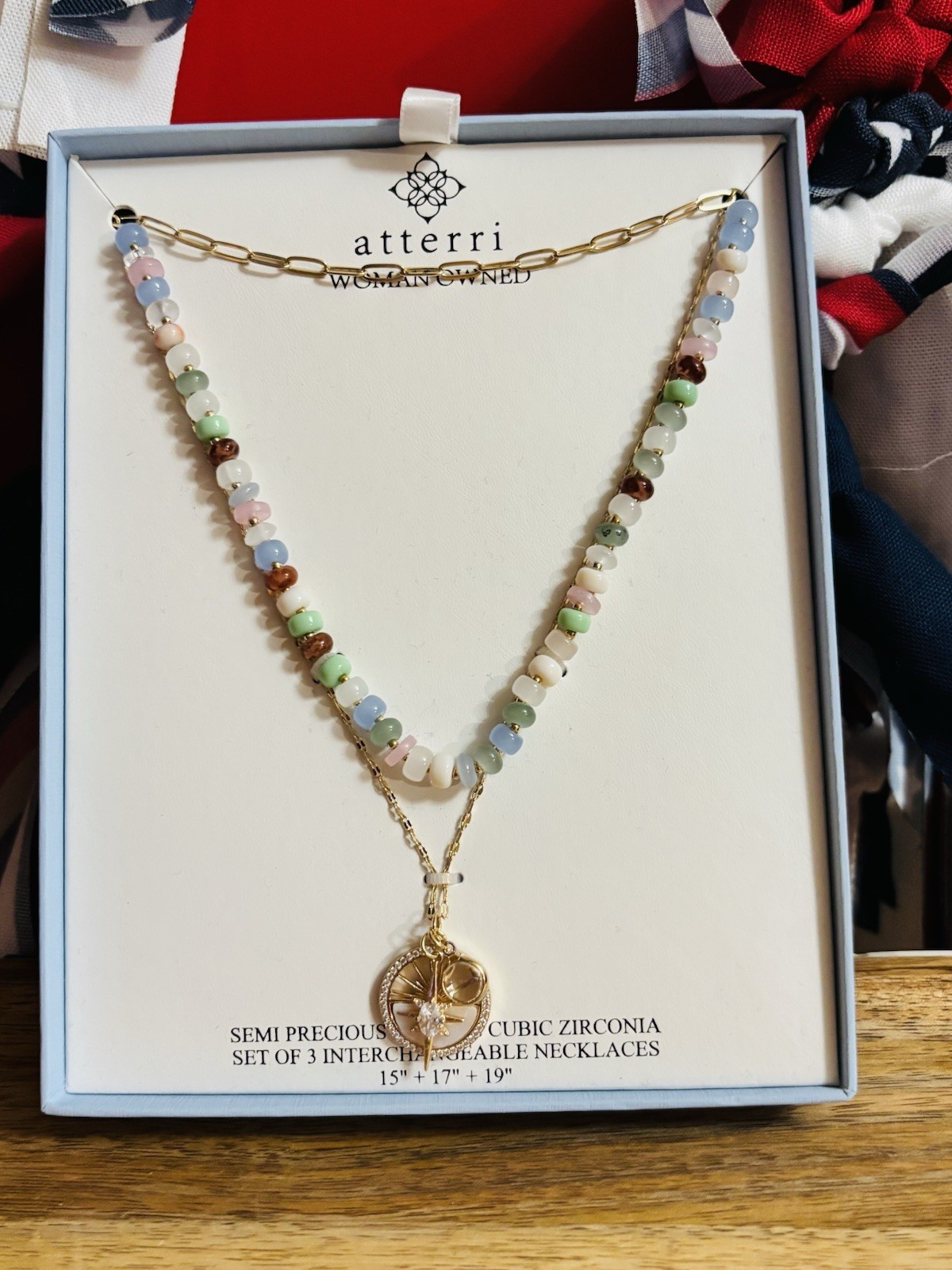 NIB Atterri Interchangeable Semi Precious Stone Necklace