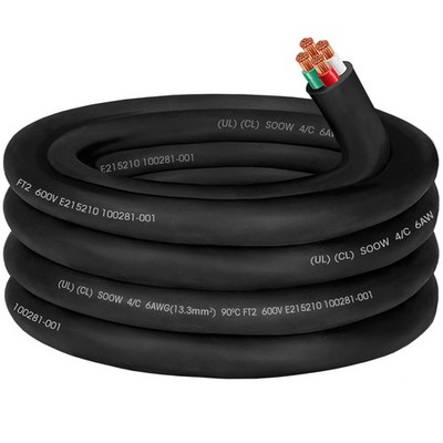 6/4 6AWG SOOW Portable Power Cable,6 Gauge 600V Electrical Cable-4 Conductor SOO
