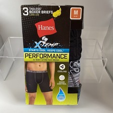 Hanes Men's Long Leg Boxer Briefs 3-Pack X-Temp Performance Cool SIZE M