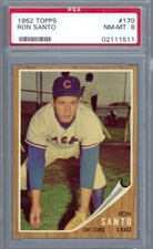 1962 Topps #170 PSA 8 Ron Santo Cubs 170