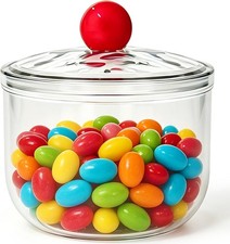 30 oz Clear Candy Jar with Lid,Cute Plastic Cookie Storage Jar,Airtight Candy