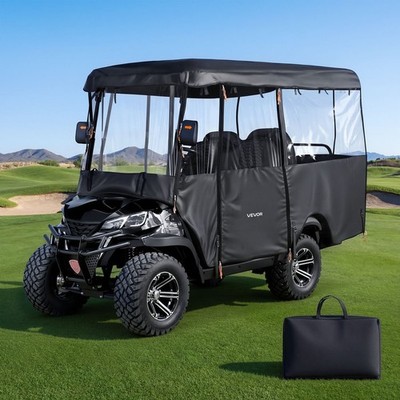 Golf Cart Cover, Visible Full-Enclosure 2+2/4 Passenger Golf Cart, 420D Waterpro