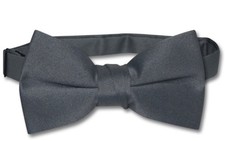 Vesuvio Napoli Boys BOWTIE Solid CHARCOAL GREY Color Youth Bow Tie