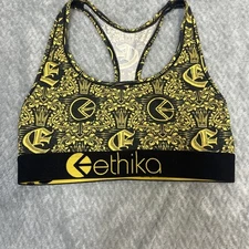 Ethika Women's Small Sports Bra Black Multicolor  Racerback Activewear Yoga