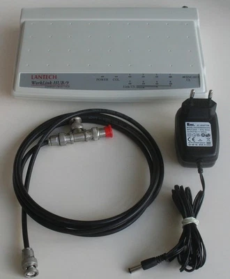 HUB LANTECH 10 Base2 / BNC / AUI + 8 Porte 10 BaseT cavo RG58 Tappo 50 Ohm T BNC - Imagen 1 de 4