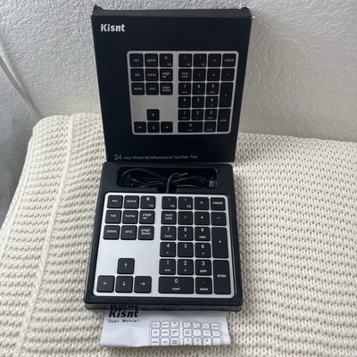 Kisnt 34 Key wire Number Pad 34 Numeric Keypad slim Black