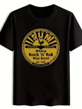 Men'S Vintage Sun Records T-Shirt - "Where Rock 'n' Roll Was Born" Design, Black