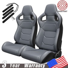 2 Pcs Reclinable Racing Seats For Buick Pvc Leather W Dual-slider Bucket Seats