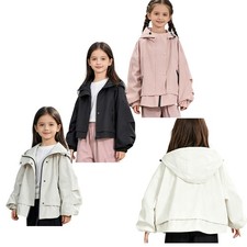 Kids Girls Outerwear Mountaineering Jacket Hooded Coat Sweatshirt Windbreaker