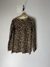 CHARTER CLUB 100% Cashmere Cheetah-Print Sweater L Crew Neck