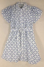 Alexis Women's Casual Dress White w/ Blue Eyelet Embroidered Sz Sm - Belted