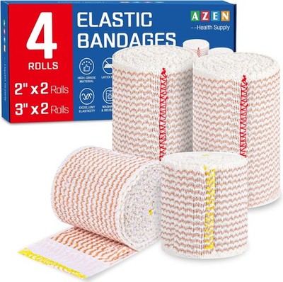 Premium 4 Pack Elastic Compression Bandage Wraps Latex-Free for Legs & Body     