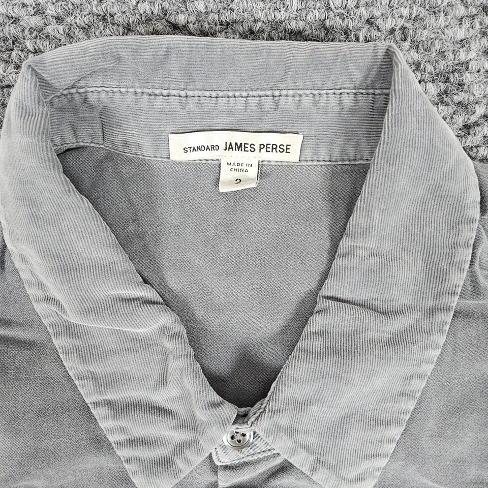 Camisa Estándar James Perse Manga Larga Abotonada Gris Para Hombre Talla 2 Pequeña Pana Foto 3 de 4
