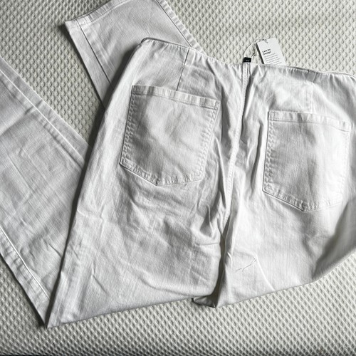 Neu mit Etikett Eileen Fisher Baumwolle Hanf Stretch spitz zulaufende Hose M weiß hohe Taille Knöchel - Bild 4 von 5