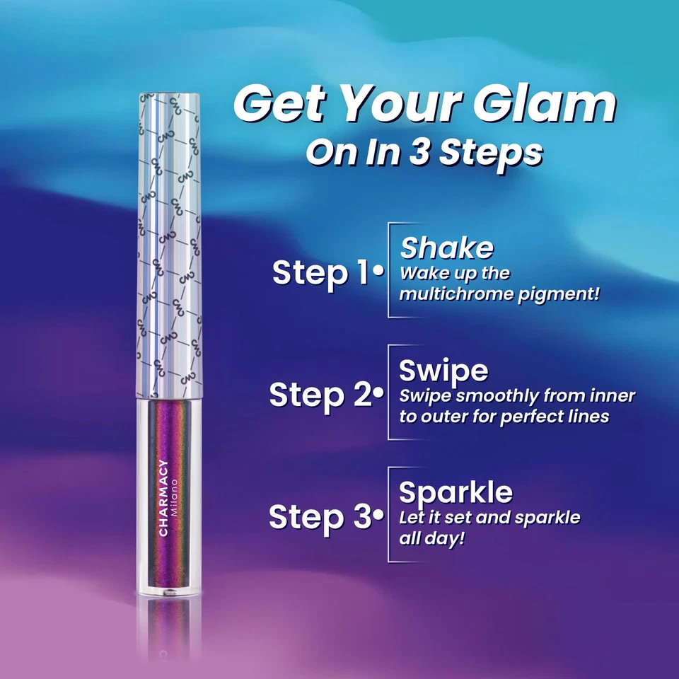 Multichrome Eyeliner Liquid Liner, Glitter Liquid Eyeliner Waterproof, Metallic - Image 3 of 4