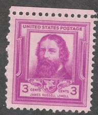 US. 866. 3c. James Russell Lowell, American Poet. Famous Americans. MNH. 1940