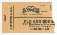 Flo And Eddie & Bob Dubac 9/5/80 New York City NY Bottom Line Rare Ticket Stub Flo And Eddie & Bob Dubac 9/5/80 New York City NY Bottom Line Rare Ticket Stub