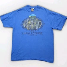 Luray Caverns Shirt Mens Large Blue Single Stitch Cave Graphic Tee USA Made Vtg