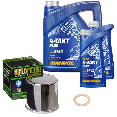 HiFlo Ölfilter Set MANNOL 10W40 6L für Triumph Rocket 2300 III C23XB Bj.2007