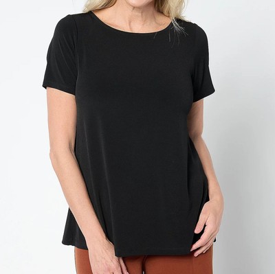 Susan Graver Modern Essentials Size 5X Black Liquid Knit A-Line Top