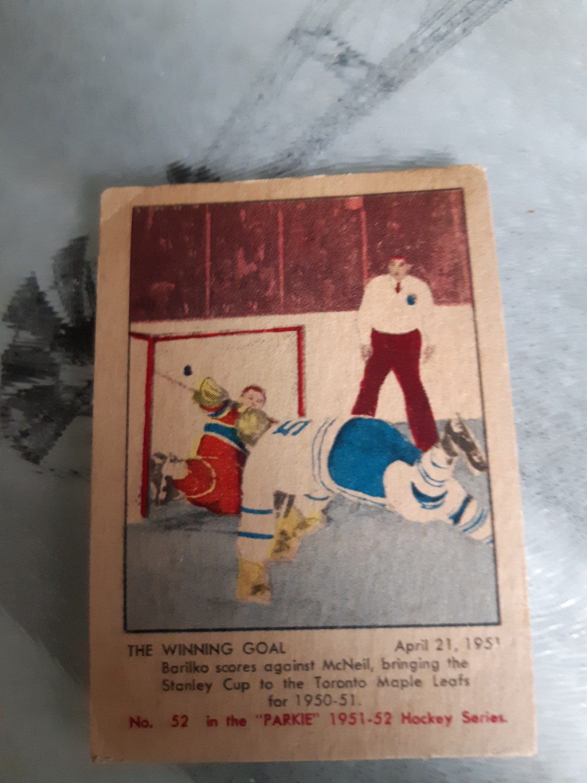 The Winning Goal #52 Hockey Cards 1951 Parkhurst trading card — raw and PSA graded price guide