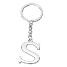 Initial Letter Key Chain, Letter S Key Chain Pendant Key Ring, Silver