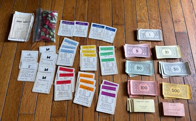 Vintage 1930s Monopoly Lot Wood Houses Hotels Money Deeds Rules Replacement