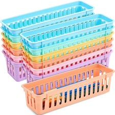 12 Pack Slim Plastic Storage Baskets Tray for Organizing 10.25x3.25x2.5 Inch ...