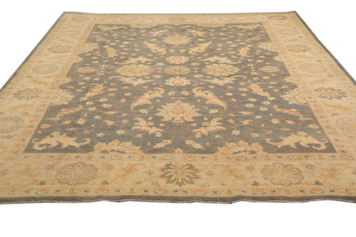 9x12' Dunkelgrau Chobi Peshawar Teppich 25095 - Bild 2 von 11