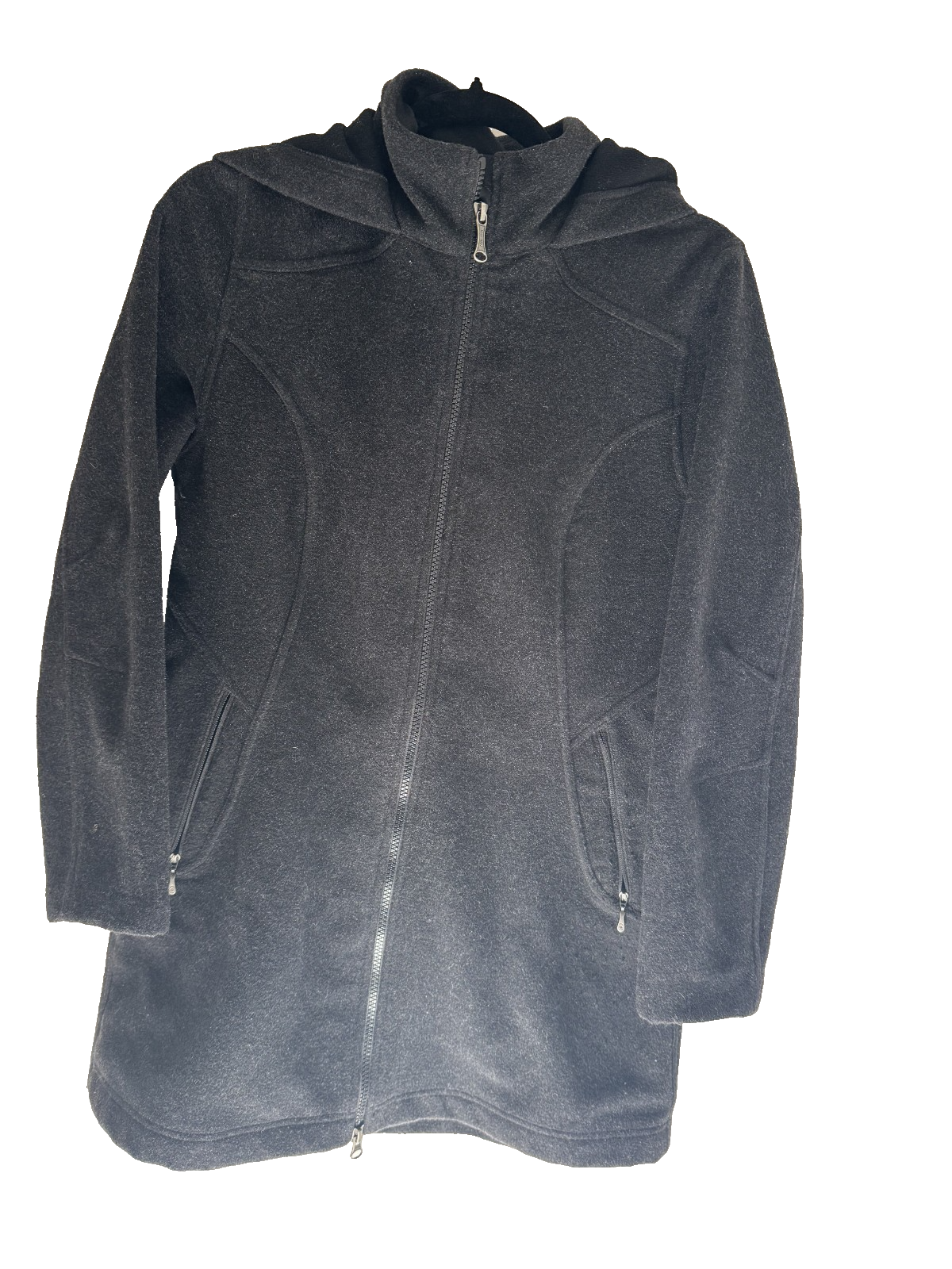 Women's Marmot Wool Fleece Lined Full Zip Hooded Coat Jacket Sz Med Dark Grey